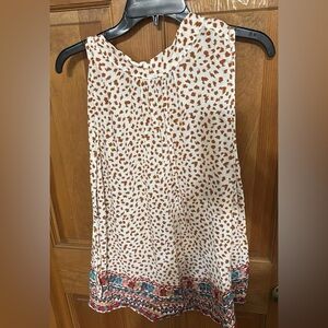 Savanna Jane Cream and Brown Tank Top with Teal Accents